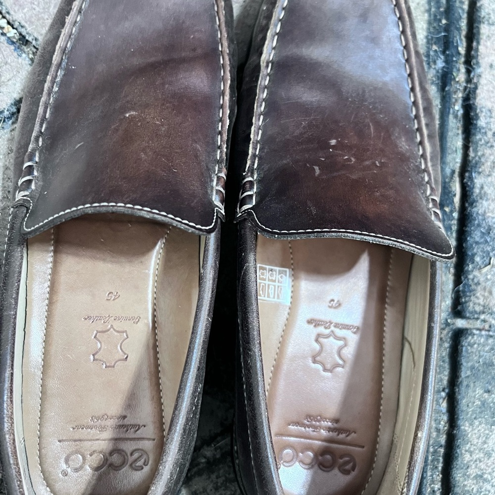 Men's Size 11 EU45 Ecco Brown SO SOFT Leather Loafers Classic Slip-Ons GUC ❤️ - Picture 4 of 5
